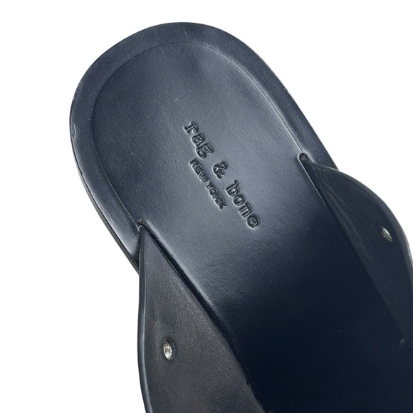 RAG & BONE GOLD METALLIC LEATHER CRISS CROSS GROMMET MULE HEELS - Picture 14 of 16